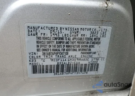 2015 Nissan Sentra S from USA, damaged, VIN 3N1AB7AP4FY347108